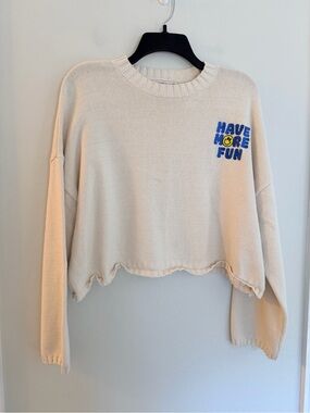 Sincerely Jules Smiley Face Have More Fun Cropped Sweater Medium